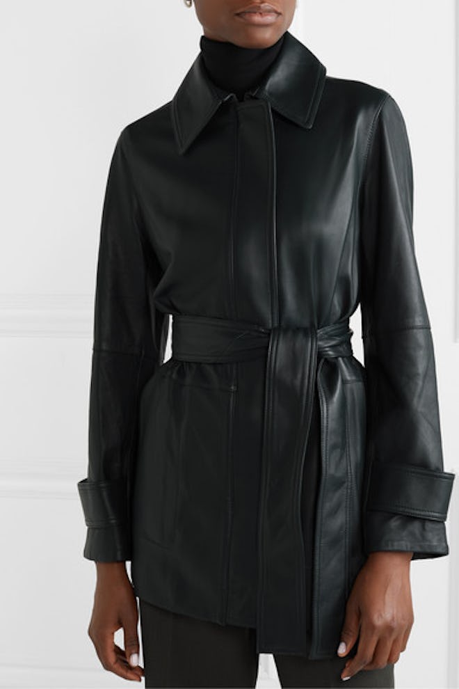 Belted Leather Coat