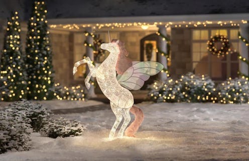Home Depot's light-up Christmas Unicorn is six feet tall. 