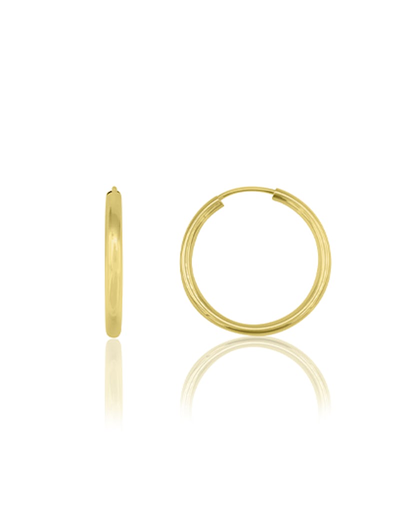 14K Yellow Gold 18mm Endless Hoop Earrings