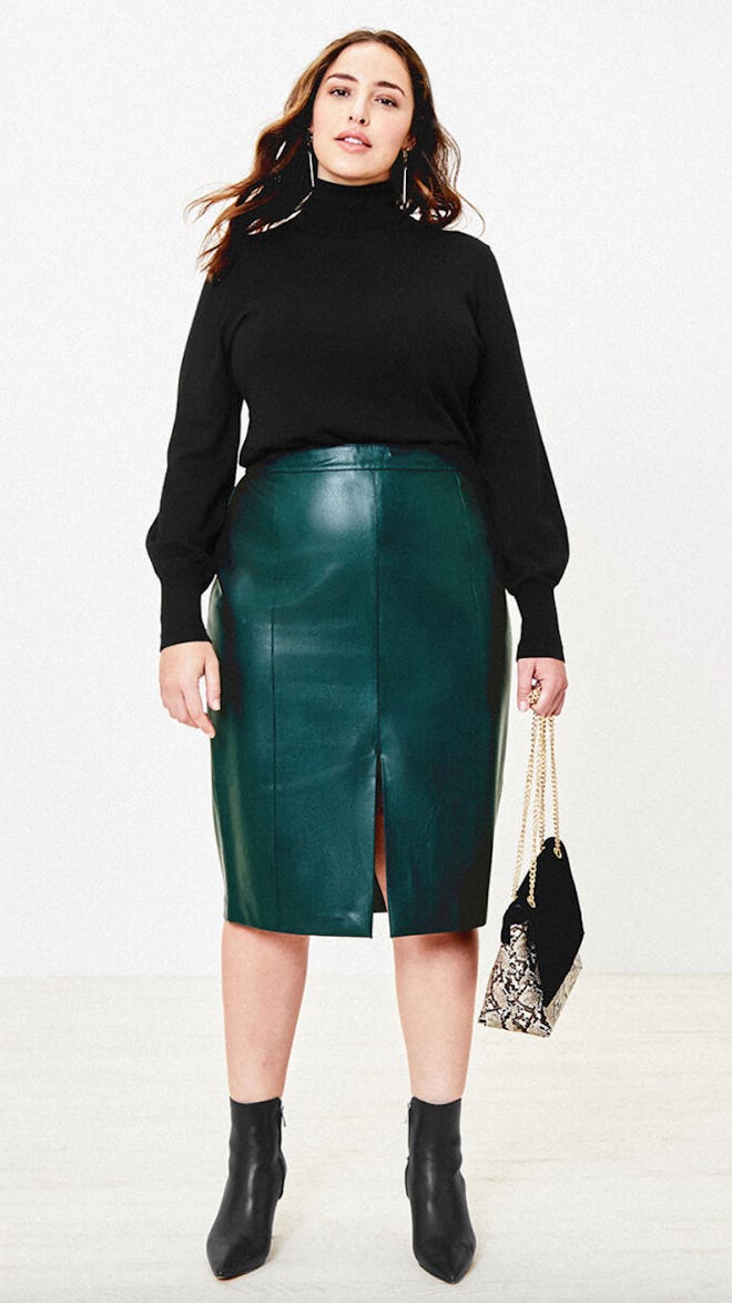 Curve Faux Leather Skirt