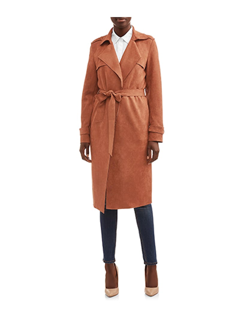Heart N Crush Faux Suede Trench Coat
