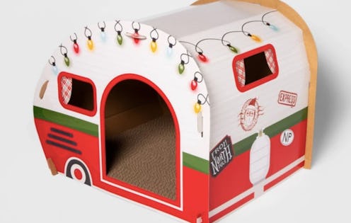 Target's new holiday cat scratchers include a ski chalet and an RV.