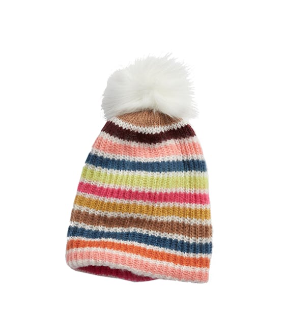 Crazy Stripe Pom Pom Beanie