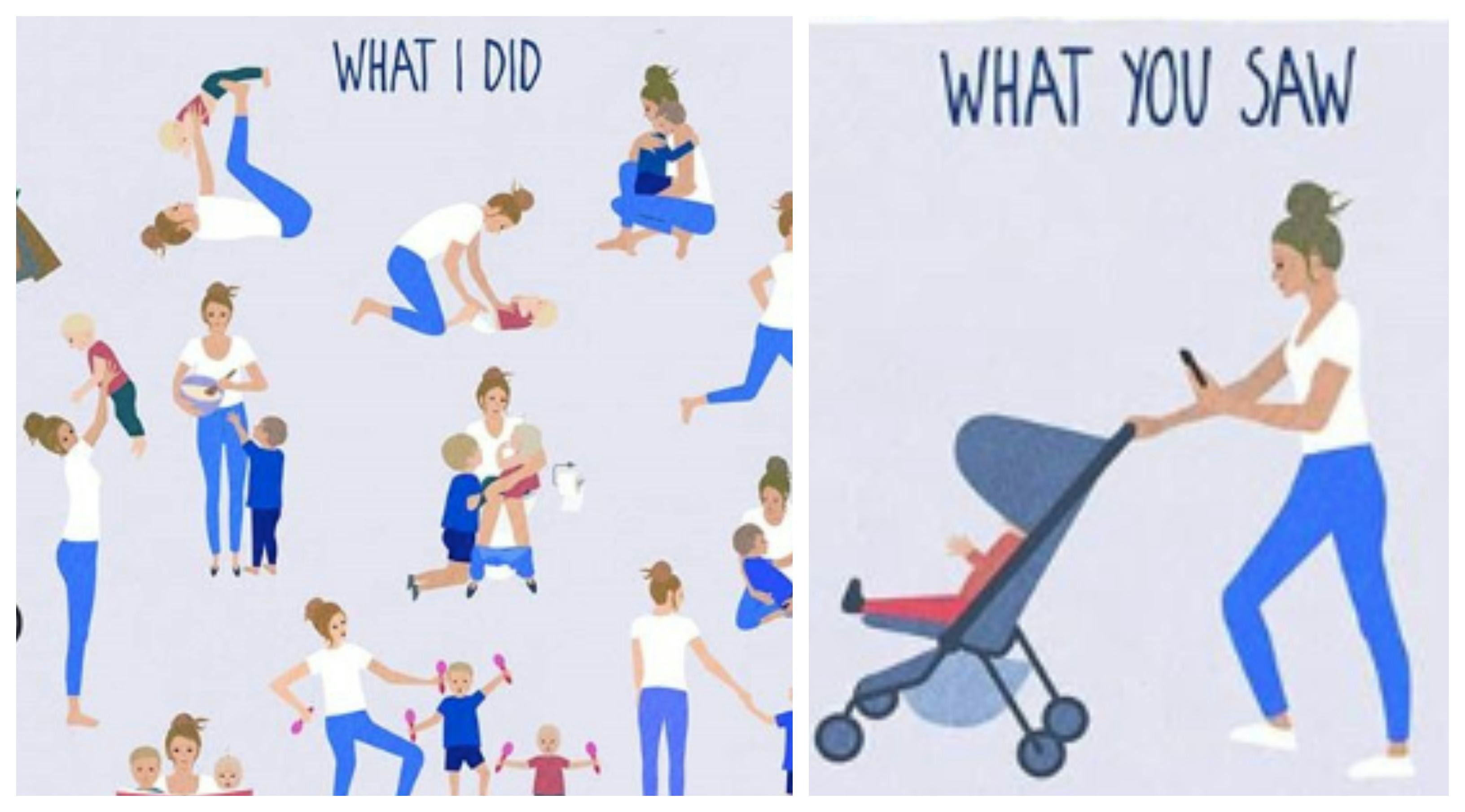 illustration of a woman performing 1,000 tasks to help baby