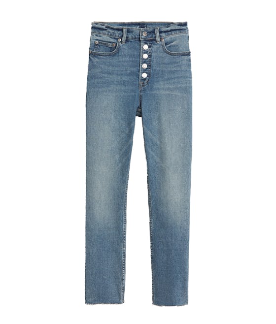 High Rise Button-Fly Cigarette Jeans with Secret Smoothing Pockets