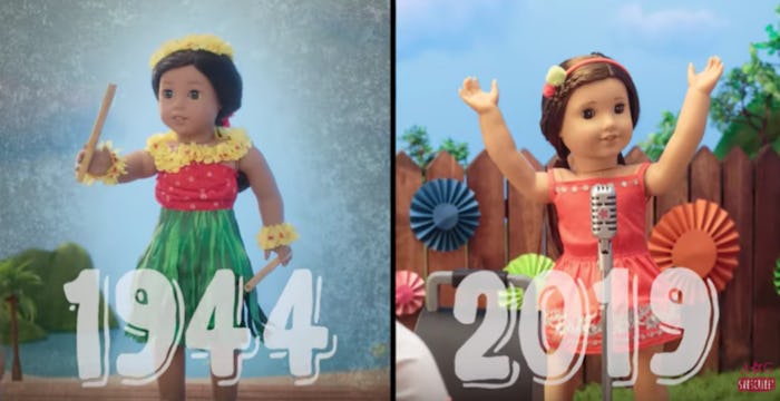 A still from an American Girl dolls video of two dolls