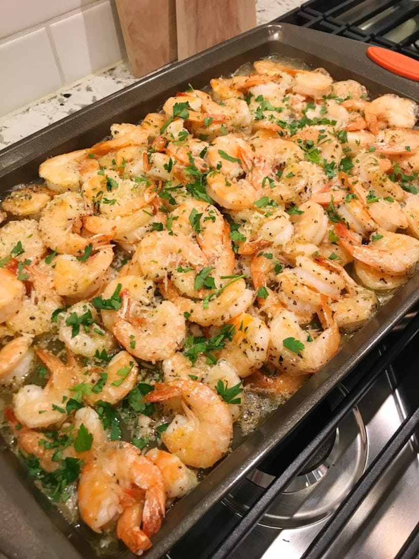 Sheet pan shrimp roasted with garlic and parmesan