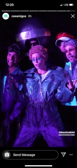Jessica Biel and four friends dressed up as *NSYNC for a Halloween party