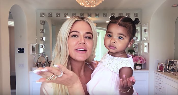 Khloe Kardashian and True pose together.