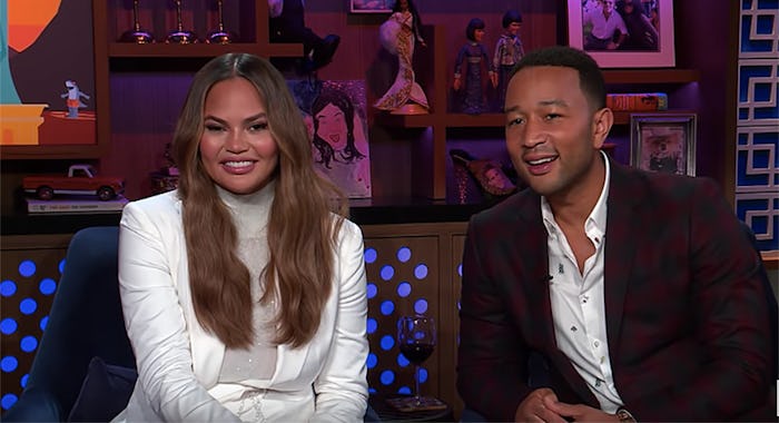 Chrissy Teigen and John Legend appear on Watch What Happens Live.