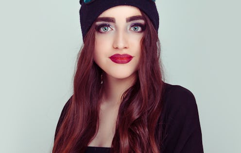 A girl with Mulled Wine hair