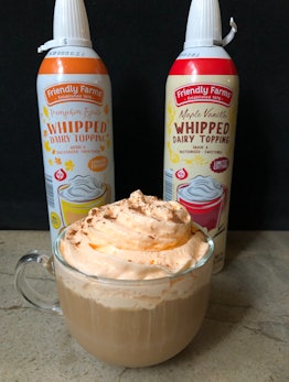 The Aldi's seasonal whipped creams are perfect to top hot drinks, desserts, or pancakes.