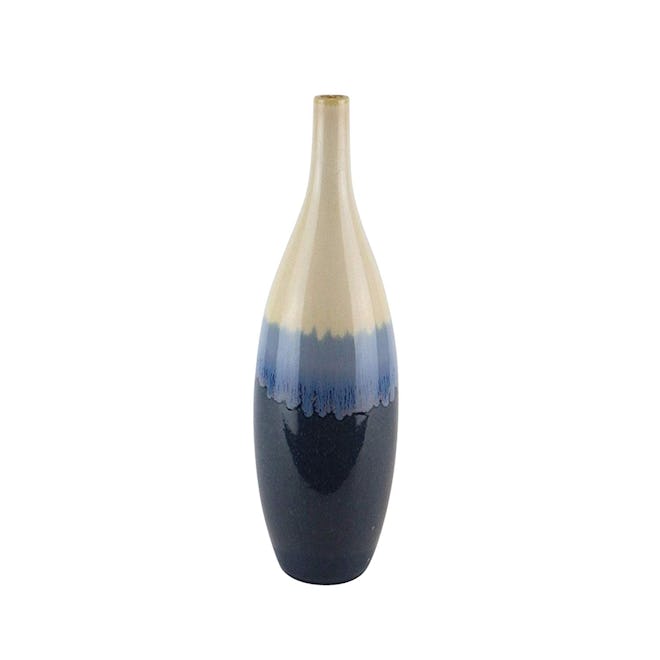 Benjara Decorative Ceramic Vase with Drip Glaze Design