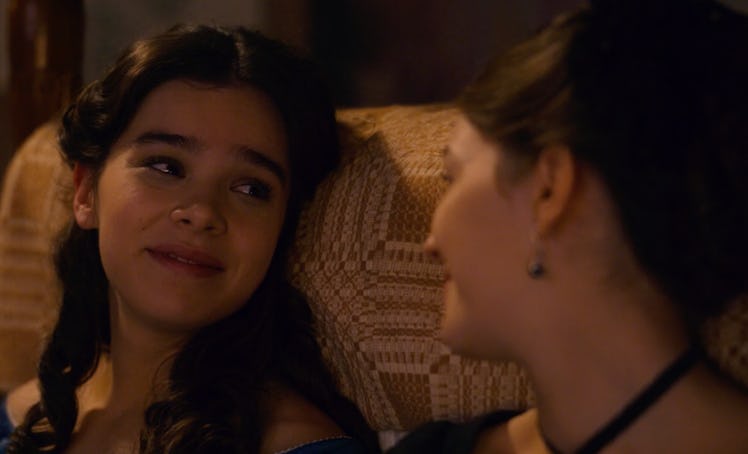 Hailee Steinfeld as Emily Dickinson looking at Sue Gilbert in 'Dickinson'