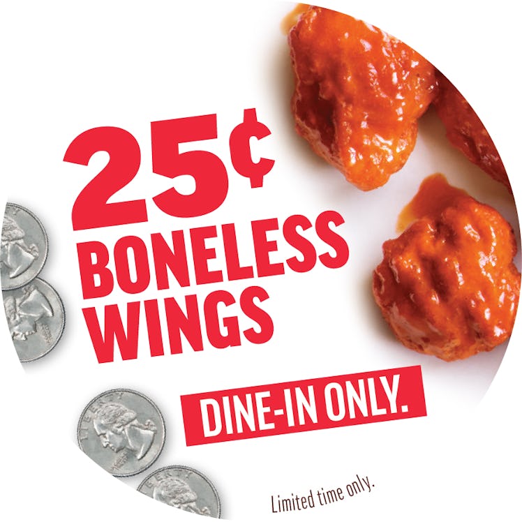 Applebee’s 25-Cent Boneless Wings Deal is happening for a limited time.