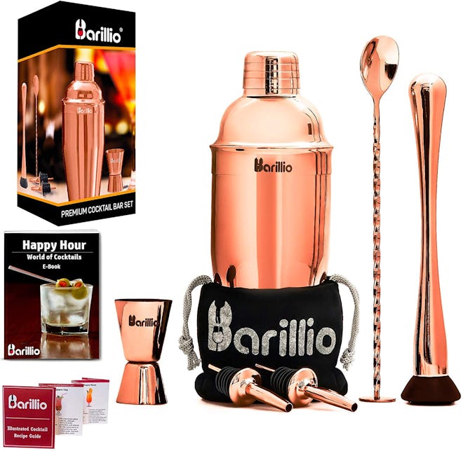 Rose Copper Cocktail Shaker Set Bartender Kit by BARILLIO