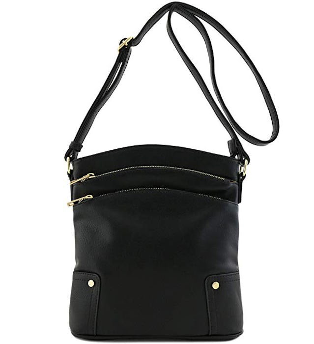 Alyssa Triple Zip Pocket Large Crossbody Bag