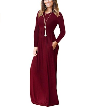 AUSELILY Long-Sleeve Maxi Dress With Pockets