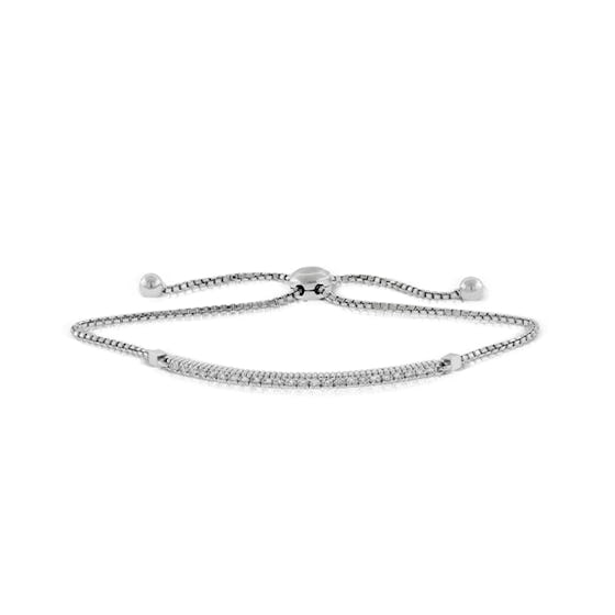 Diamond Bolo Bar Bracelet in 14K White Gold