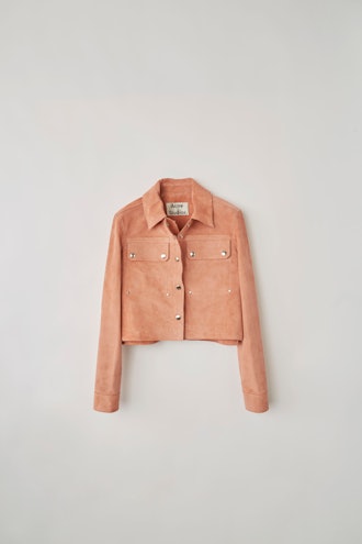 Cropped Suede Jacket Pink