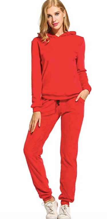 Hotouch Women's Solid Velour Sweatsuit Set Hoodie and Pants