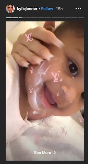 Stormi used the new Kylie Skin mask on Instagram.