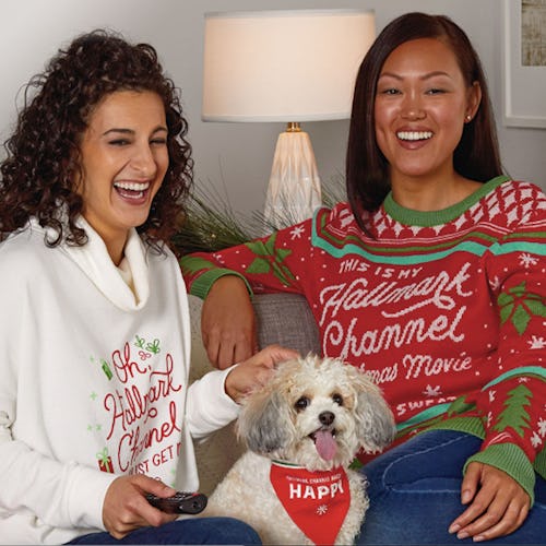 The Hallmark Channel's holiday merch line includes accessories for humans and dogs. 