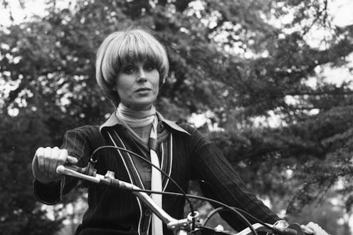 Joanna Lumley with a bowl haircut