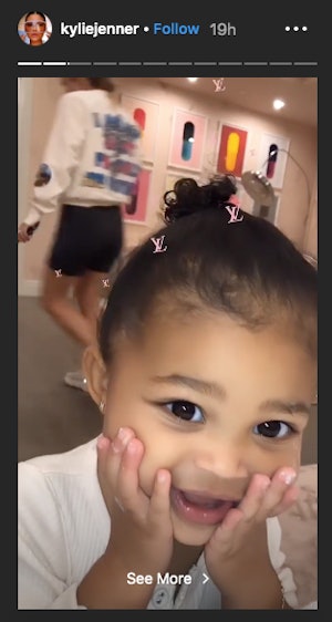 Stormi wore Kylie Skin's new face mask on Instagram.