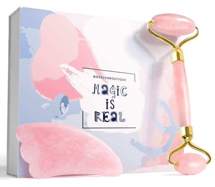 roselynboutique Rose Quartz Roller Gua Sha Set