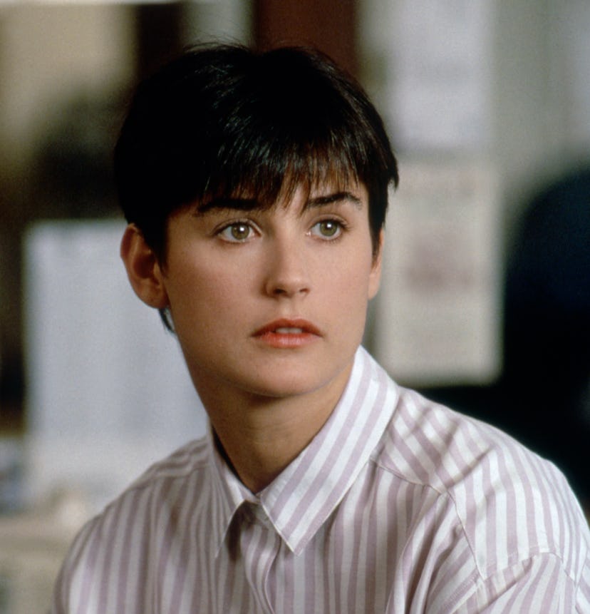 Demi Moore with a bowl haircut