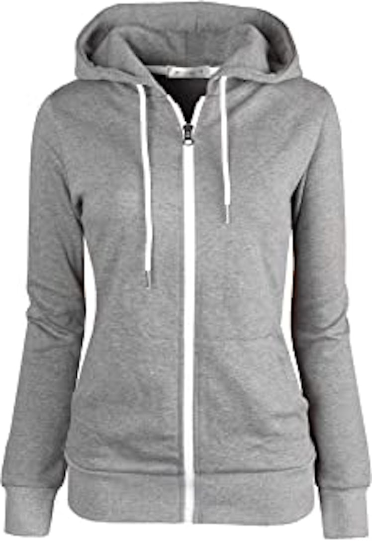 Women's Slim Fit Casual Full-Zip Hooded Lightweight Long Sleeve Sweatshirt