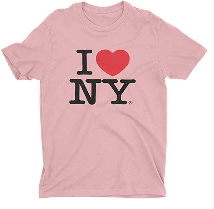 I Love NY New York Short Sleeve Screen Print Heart T-Shirt Light Pink