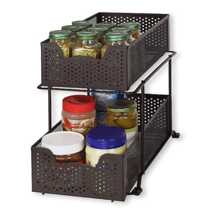 Simple Houseware 2 Tier Sliding Cabinet Basket Organizer Drawer