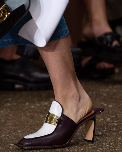 Black-white Lanvin heeled mules as on of the 7 Spring/Summer runway shoe trends