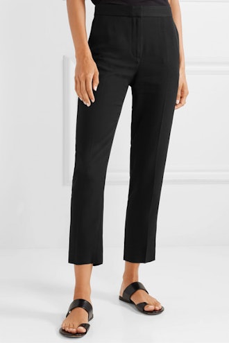 Cropped Satin-Crepe Tapered Pants