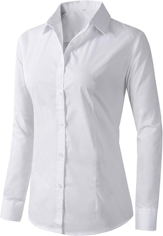 Women's Formal Work Wear White Simple Shirts