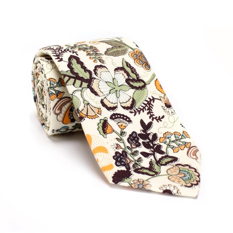 Beige Floral Necktie