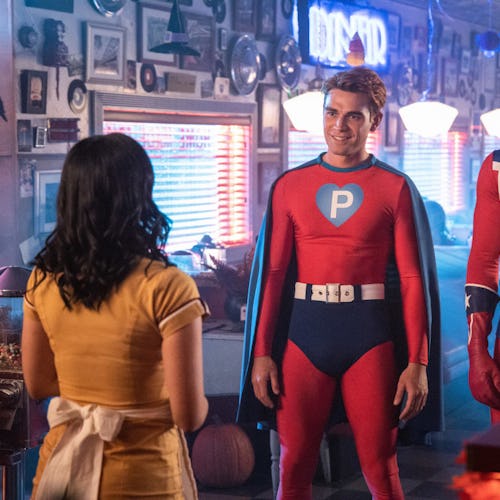 Archie & Mad Dog wearing superhero Halloween costumes on Riverdale