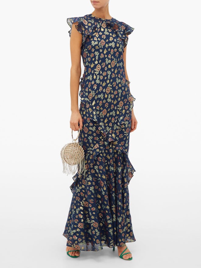 Tamara Floral-Jacquard Silk-Blend Maxi Dress