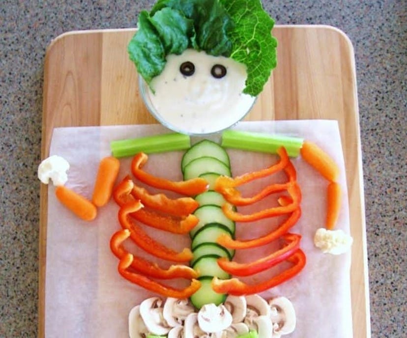Veggie Skeleton Healthy Halloween party food recipe