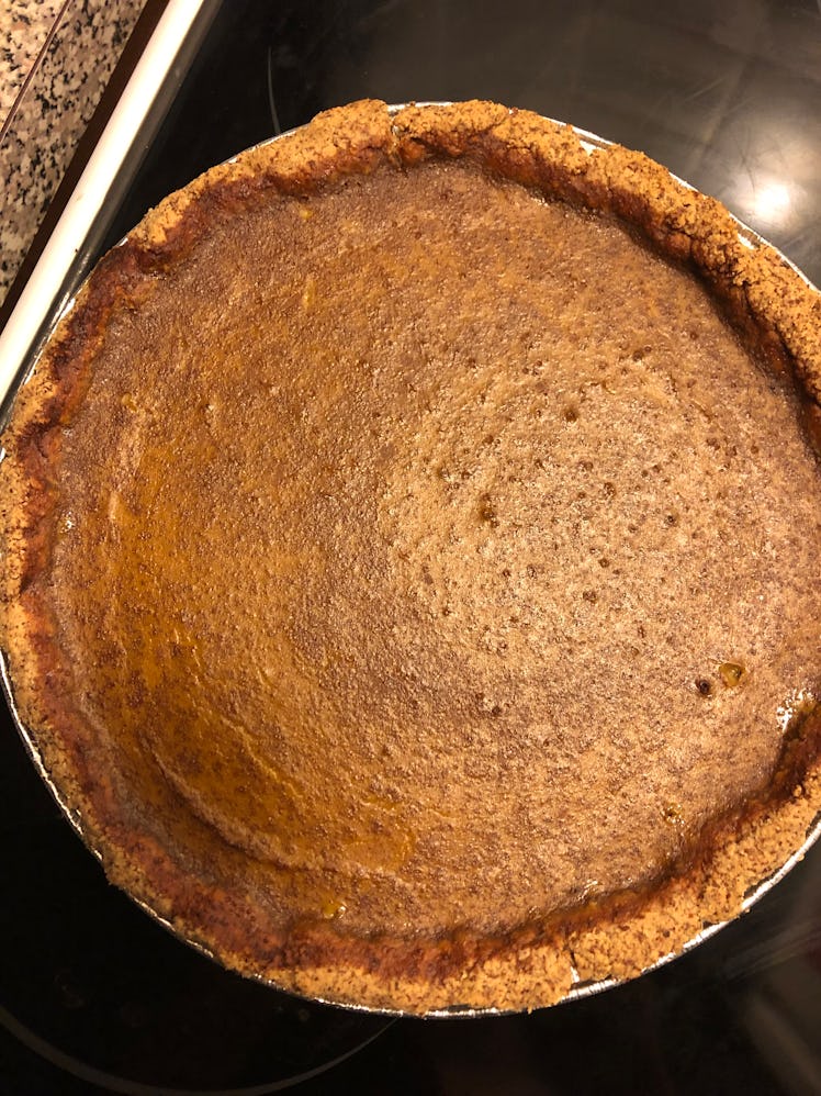 gluten-free pumpkin pie after baking
