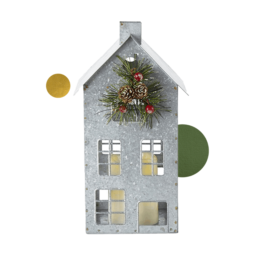 North Pole Trading Co. Mistletoe Farms Galvanized House With Led Candle Tabletop Decor