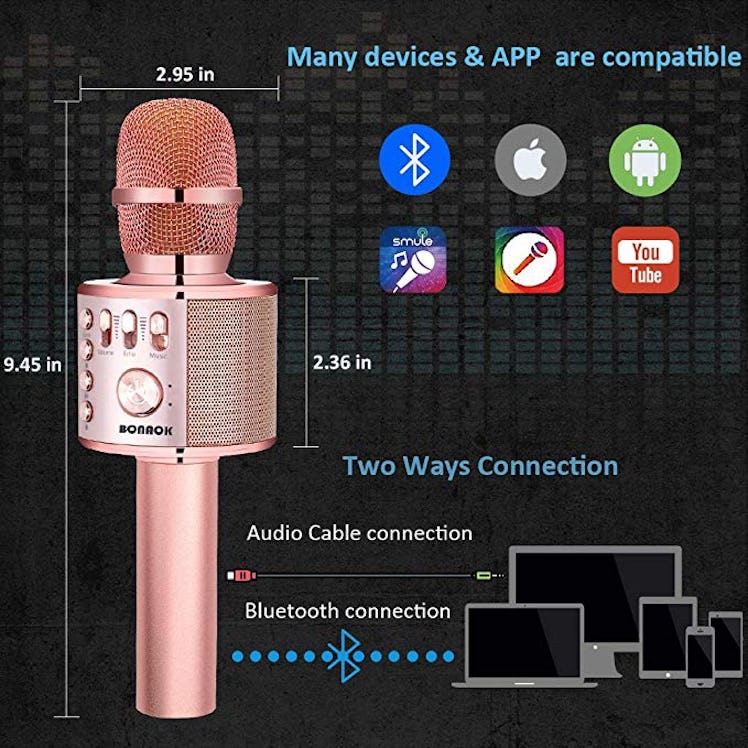 BONAOK Wireless Bluetooth Karaoke Microphone