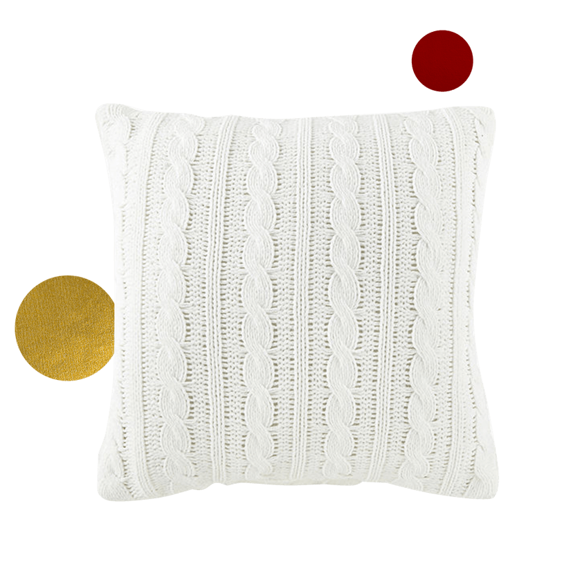 North Pole Trading Co. Chenille Cable Reversing To Long Fur Square Throw Pillow