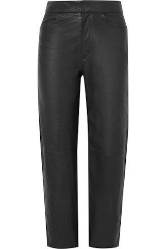 Novara Cropped Leather Straight-Leg Pants