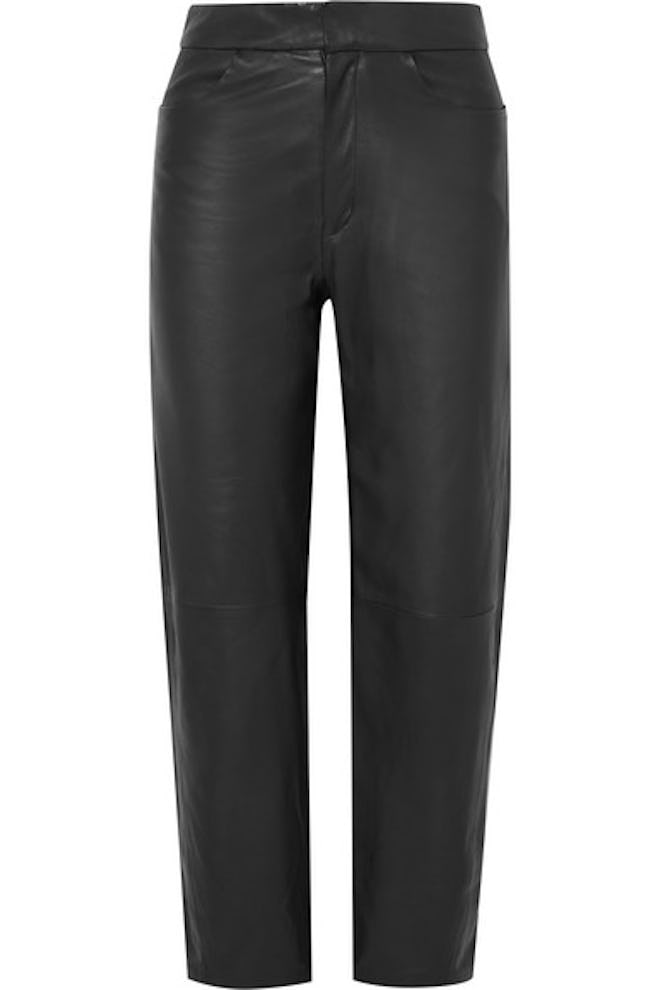 Novara Cropped Leather Straight-Leg Pants