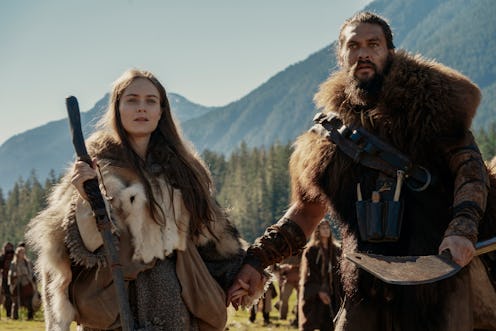 Maghra (Hera Hilmar) and Baba Voss (Jason Momoa) star in 'SEE' on Apple TV+.