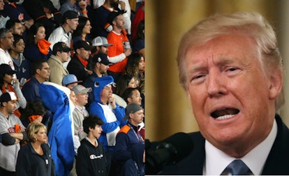 Donald Trump was booed at Game 7 of the World Series and he wasn't even there.