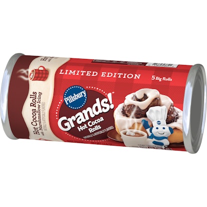 Pillsbury Grands! Hot Cocoa Rolls come with 5 rolls and marshmallow icing.